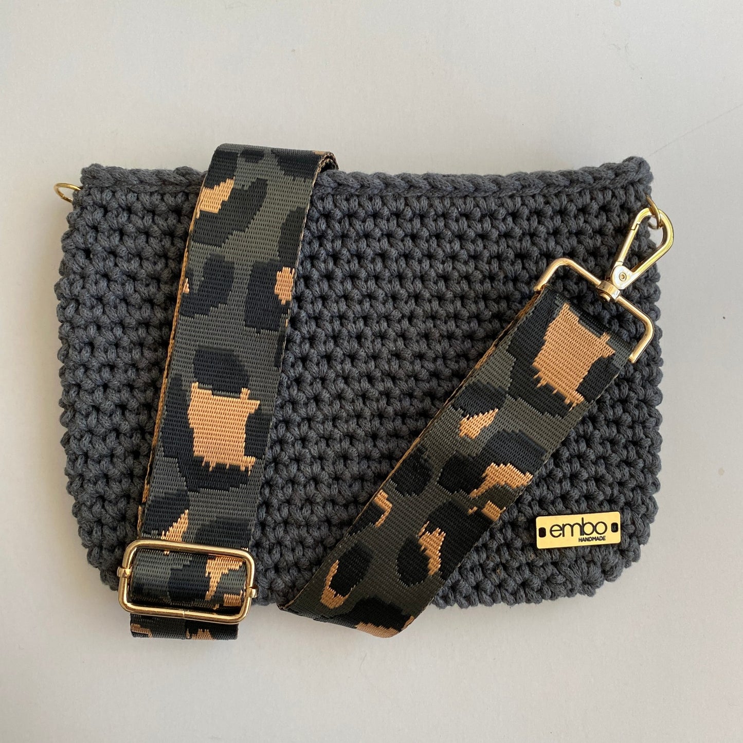 Large cord bag with woven strap