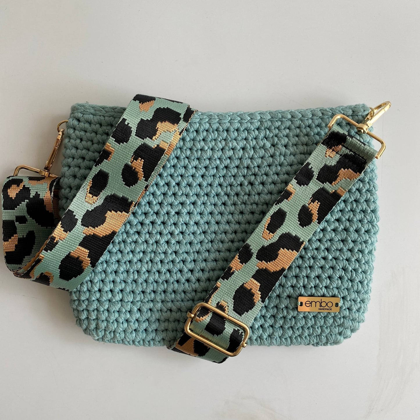 Large cord bag with woven strap