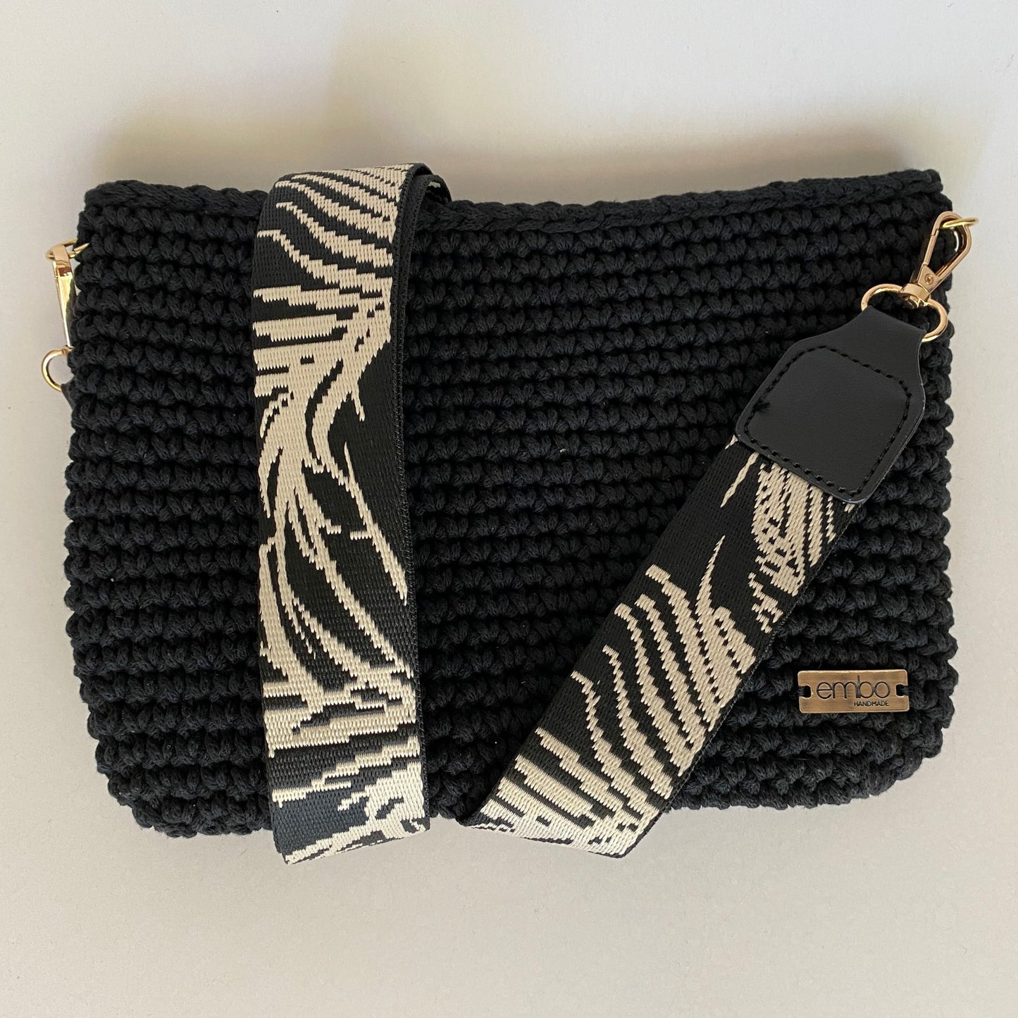 Large cord bag with woven strap