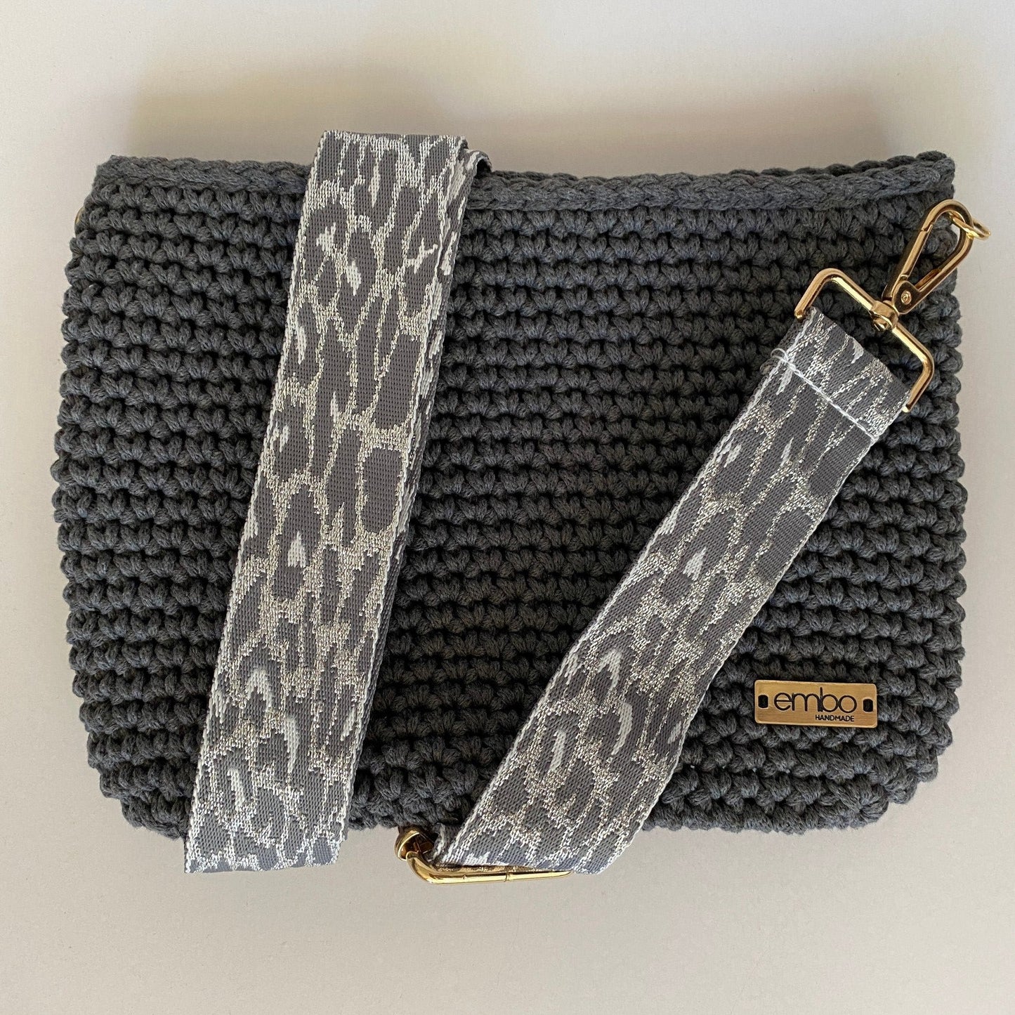 Large cord bag with woven strap