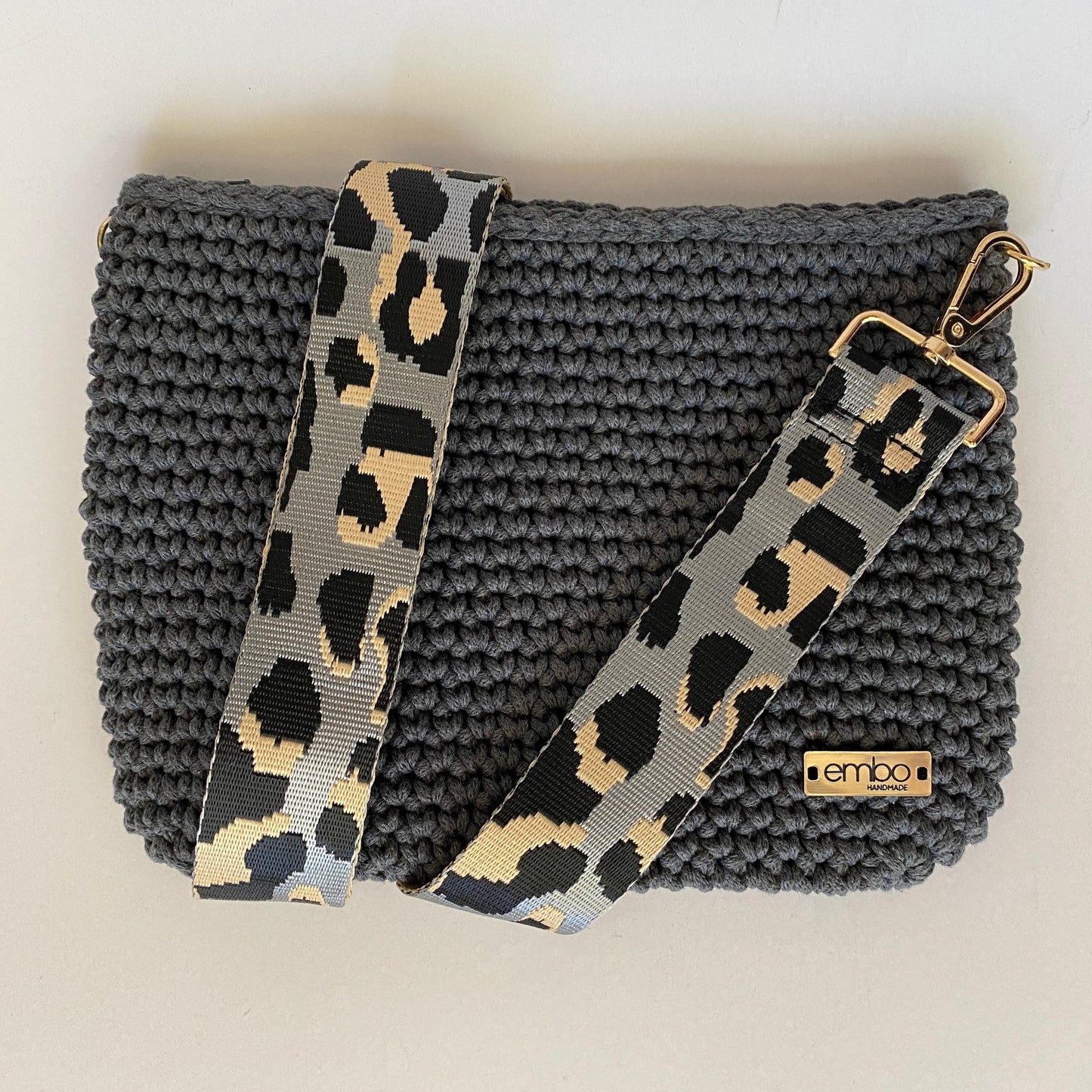 Large cord bag with woven strap