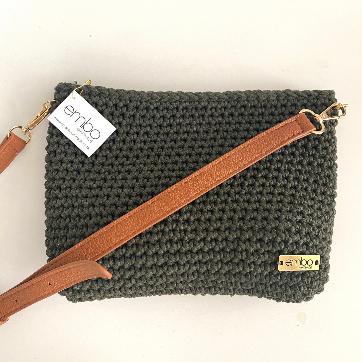 Large Cord Bag with Faux Leather Strap