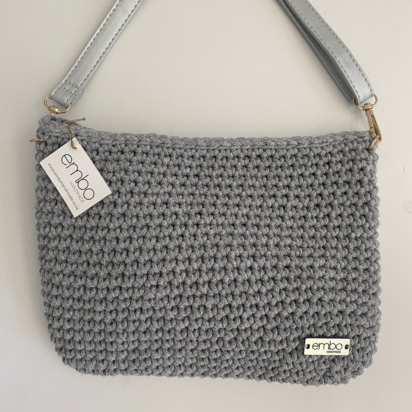 Large Cord Bag with Faux Leather Strap
