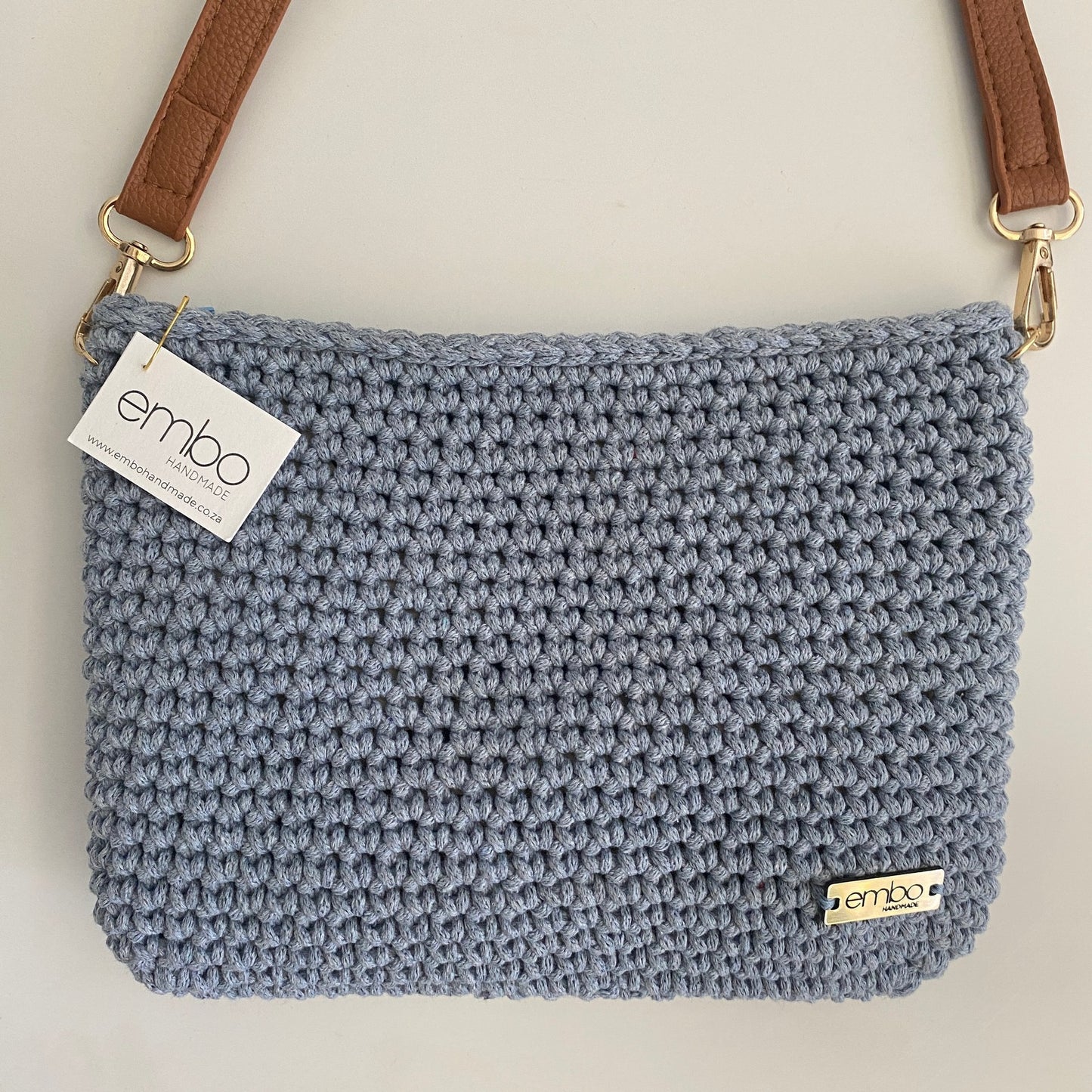 Large Cord Bag with Faux Leather Strap