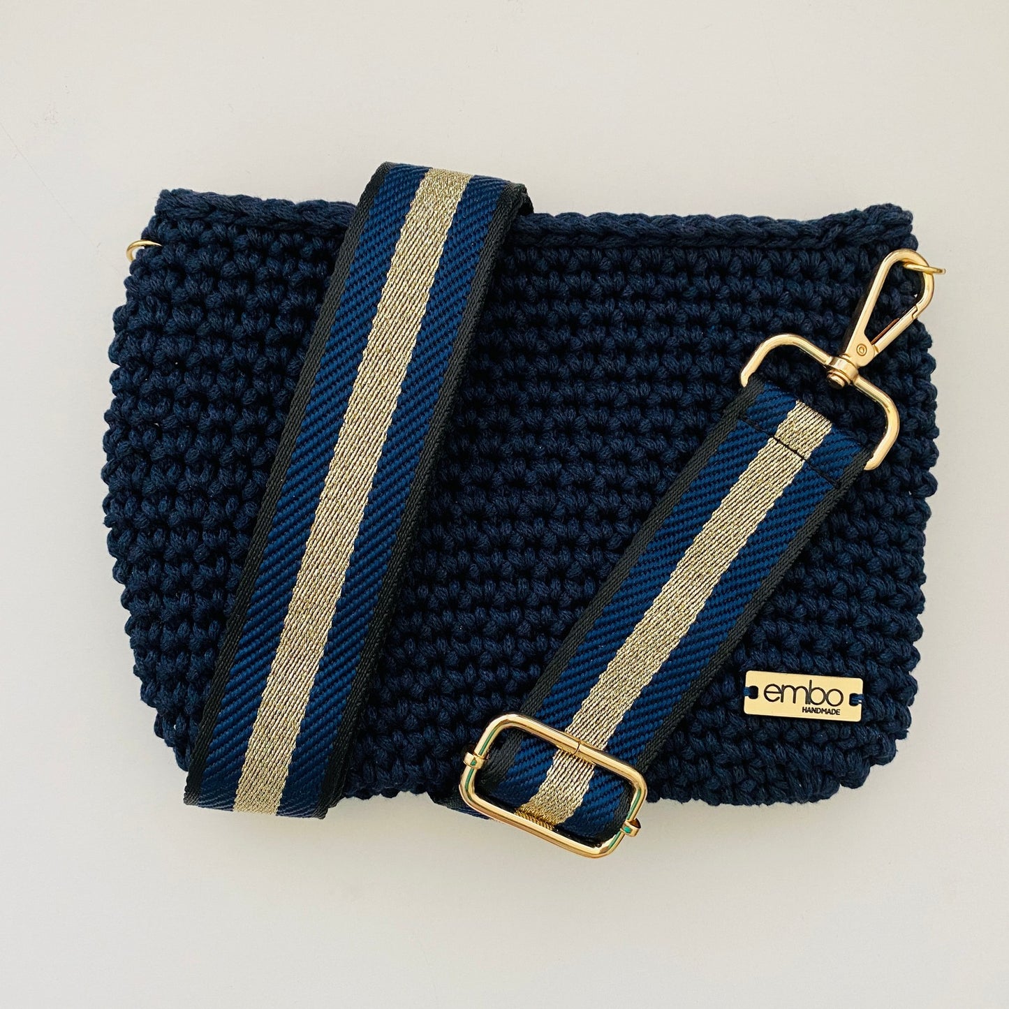 Large cord bag with woven strap