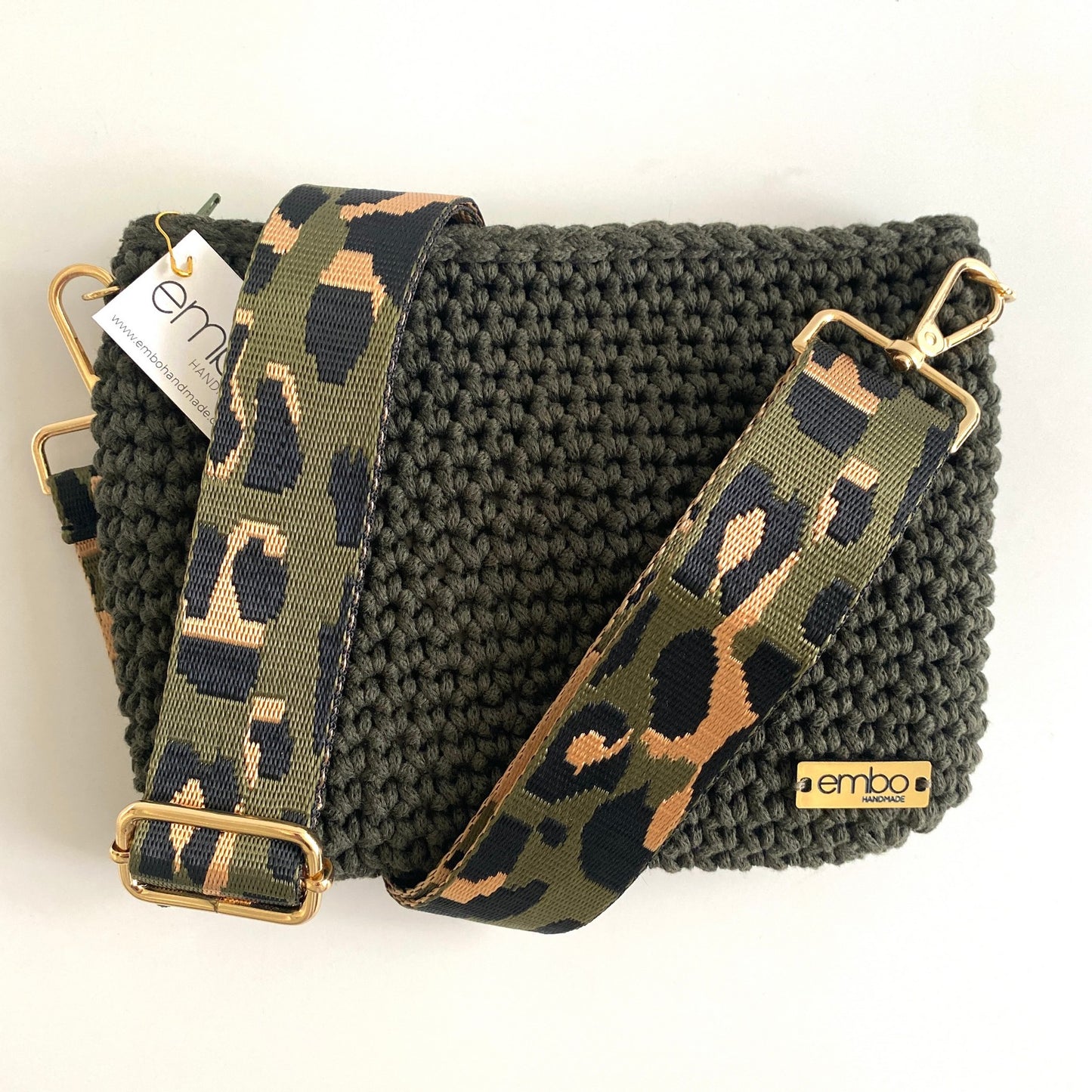 Large cord bag with woven strap