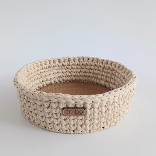 Crochet Fruit Bowl with Wooden Base