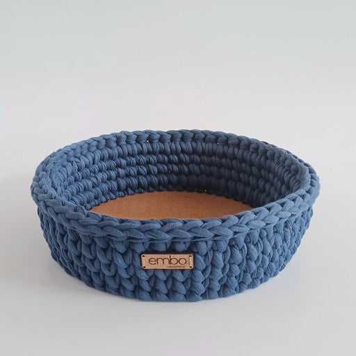 Crochet Fruit Bowl with Wooden Base