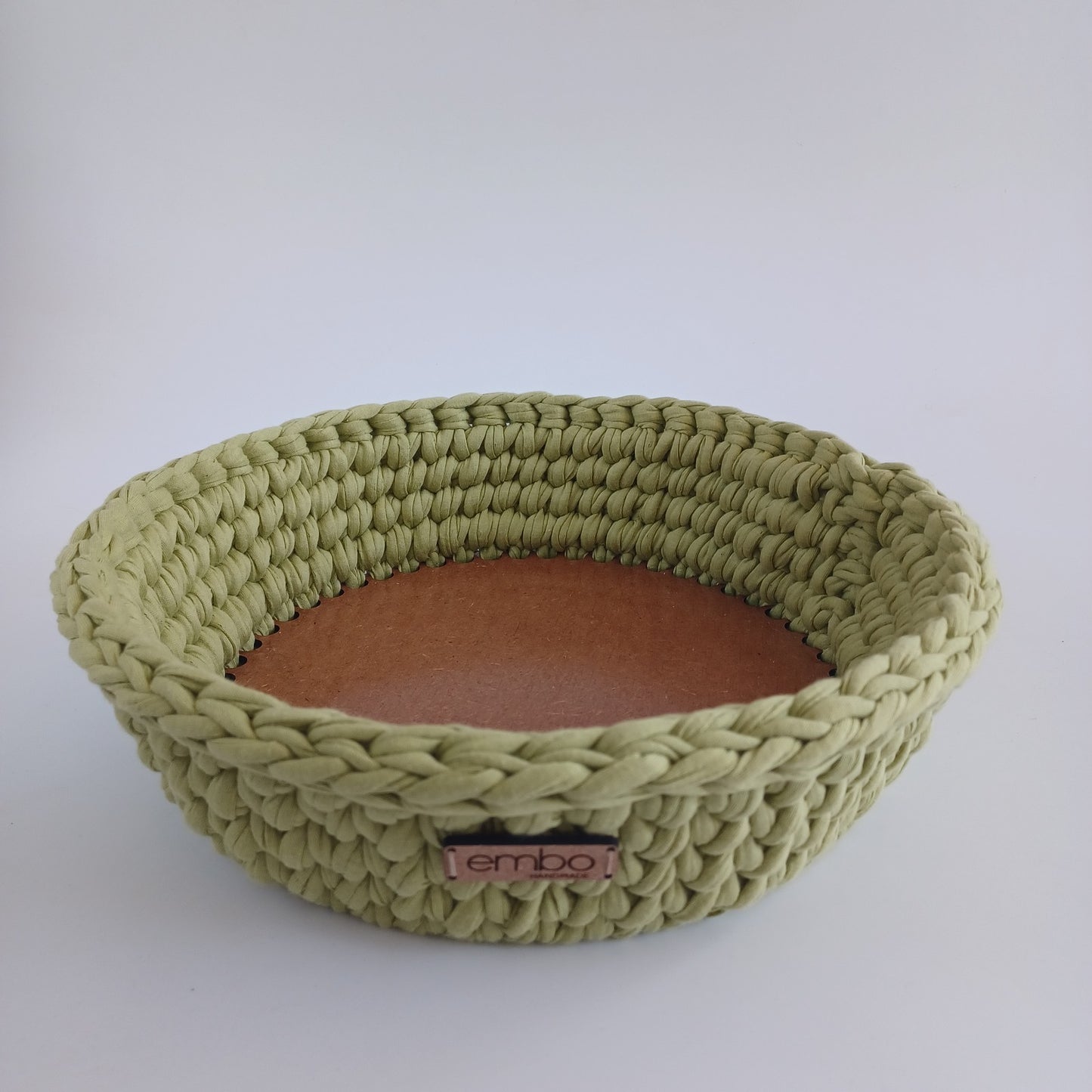 Crochet Fruit Bowl with Wooden Base