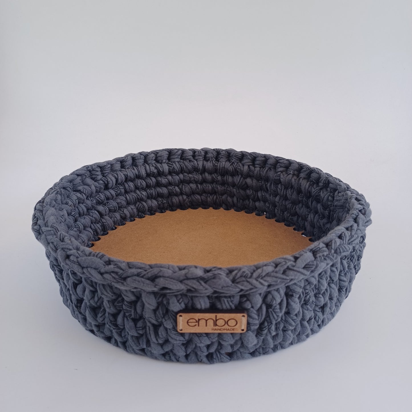 Crochet Fruit Bowl with Wooden Base
