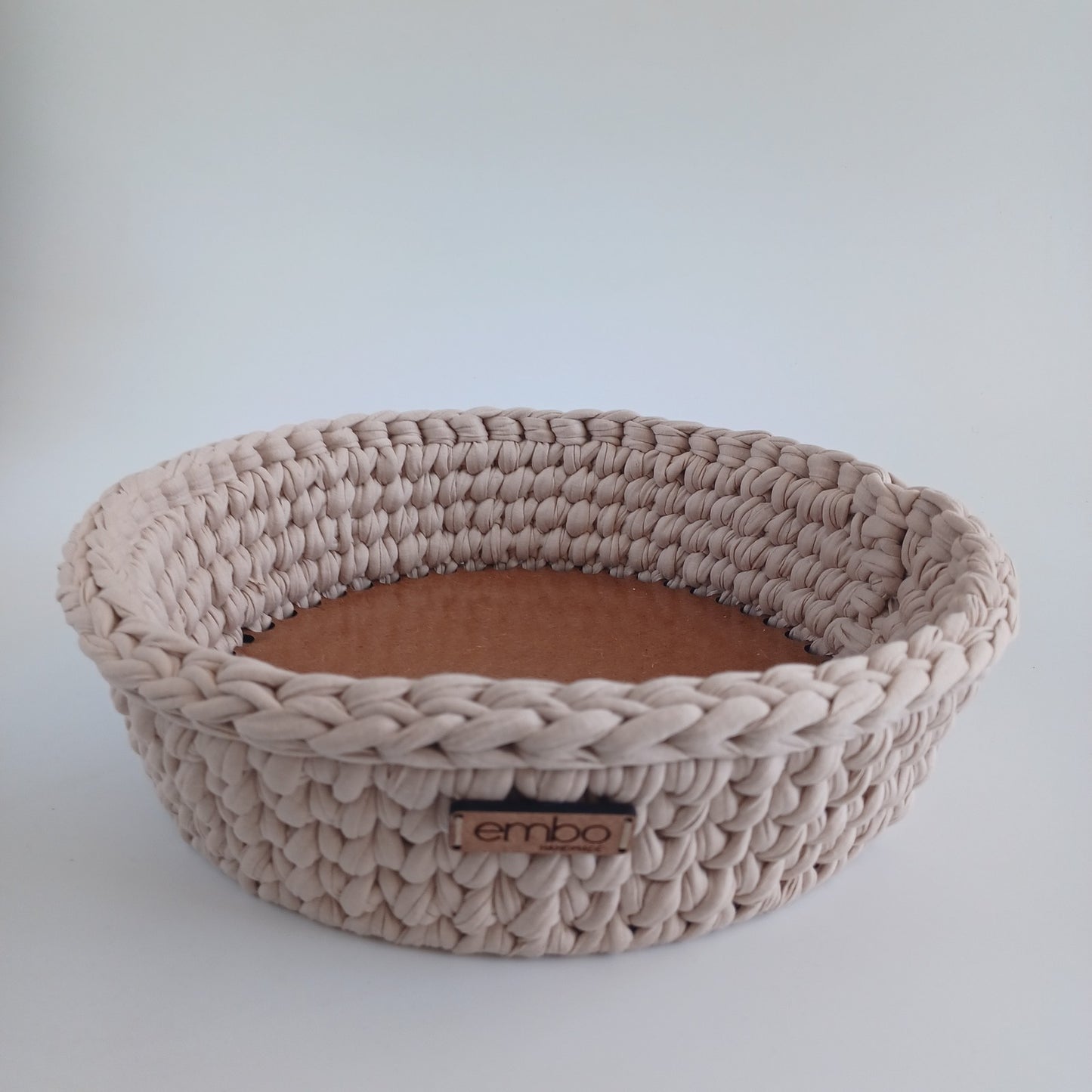 Crochet Fruit Bowl with Wooden Base