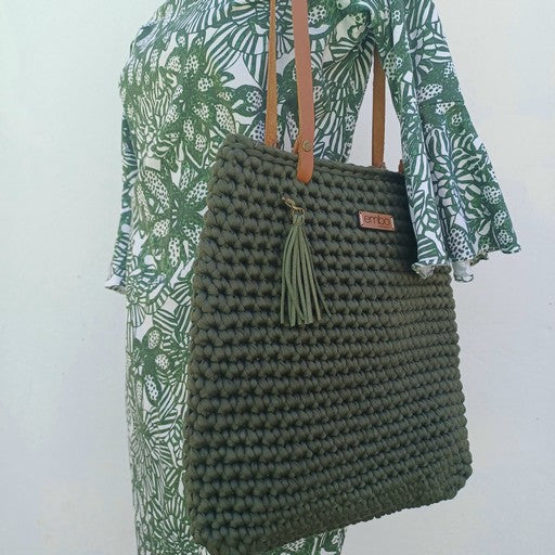 Shopper with Leather Handles