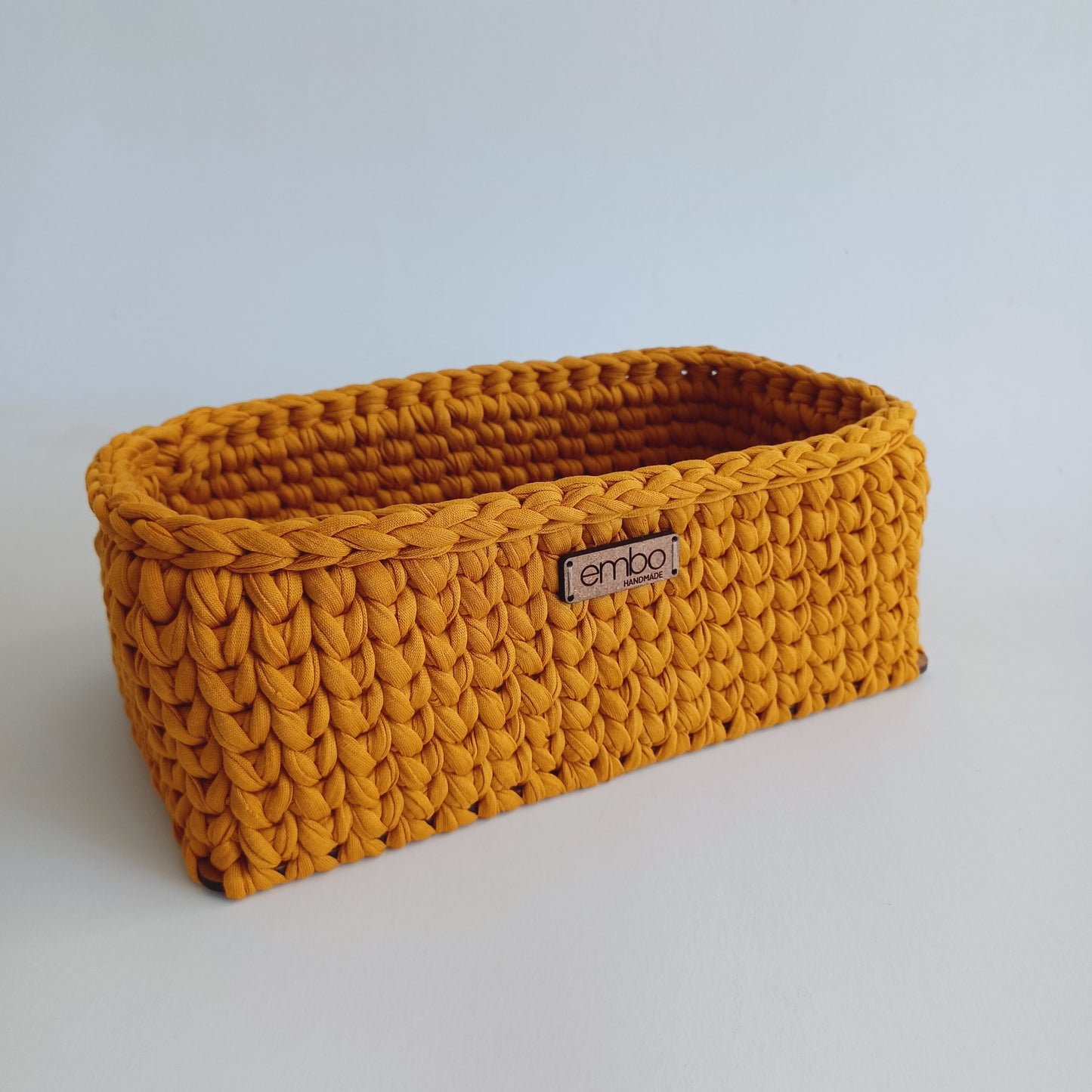 Deep Rectangle Basket with Wooden Base