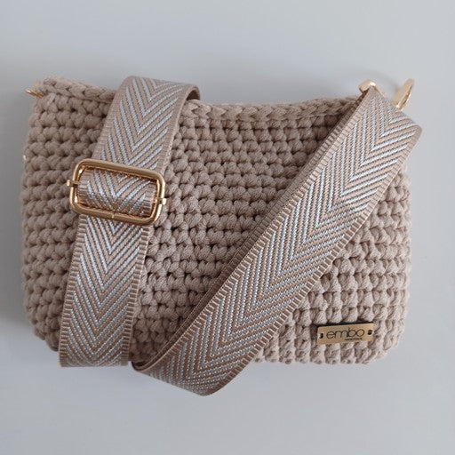 Medium cord bag with woven strap