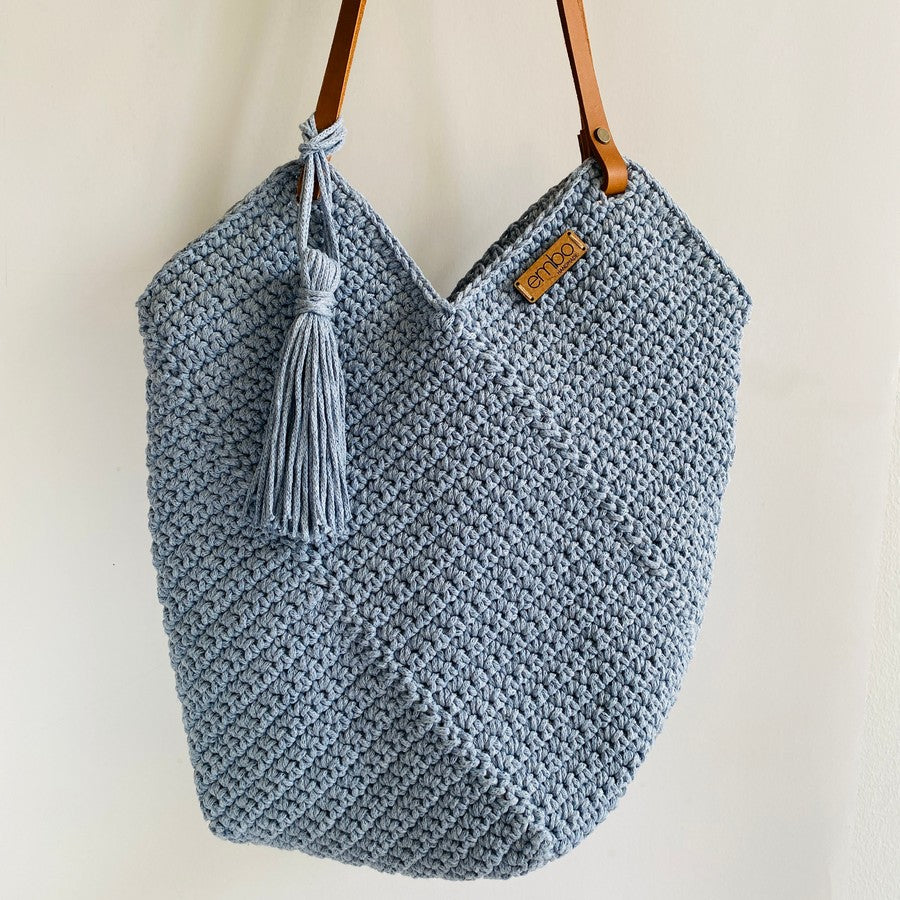 Cotton Shopper with Leather Handles