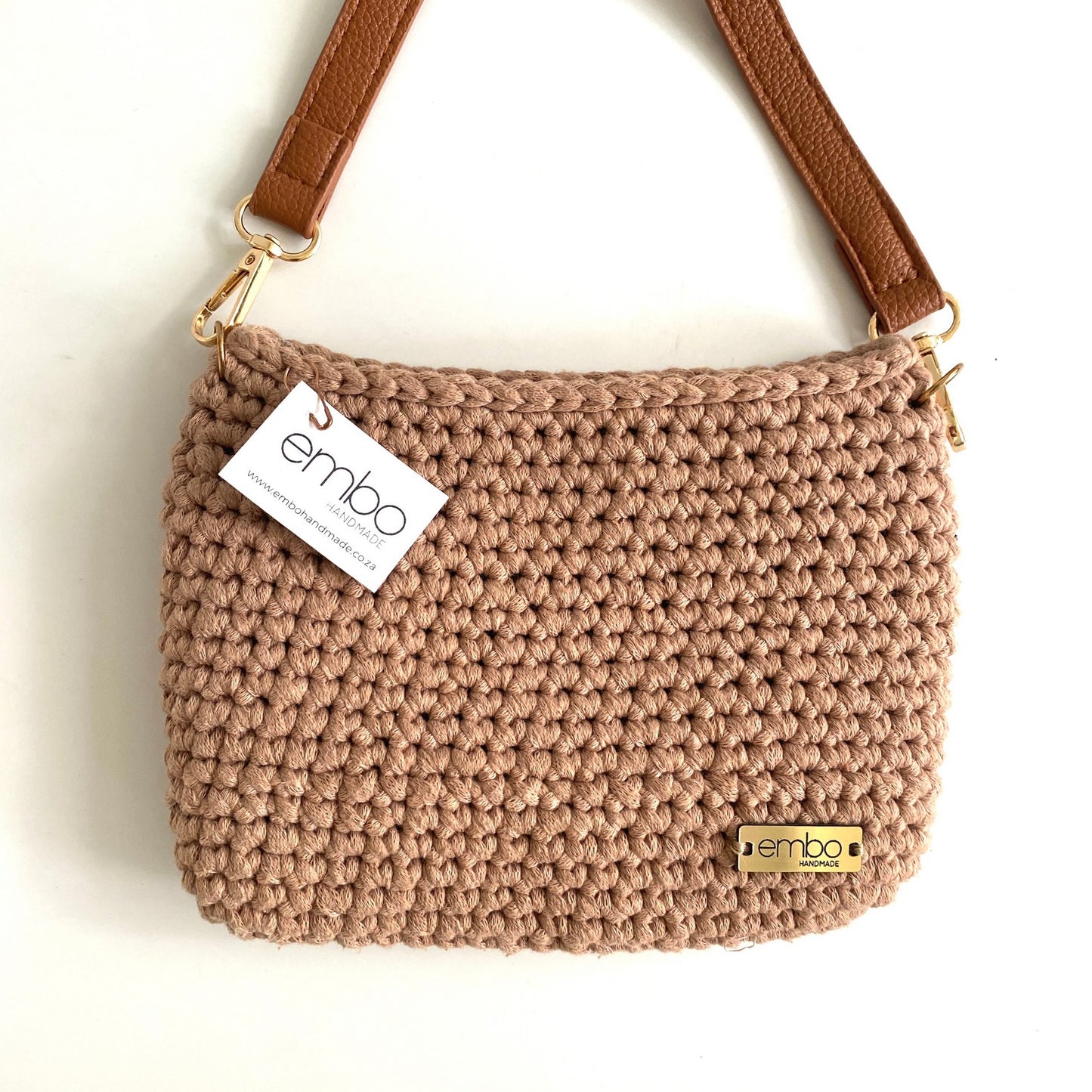 Medium Crochet Bag with Faux Leather Strap