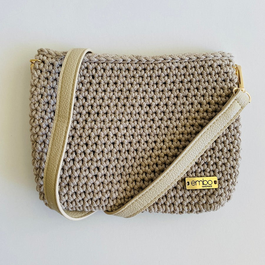 Crochet Bag with Faux Leather Strap