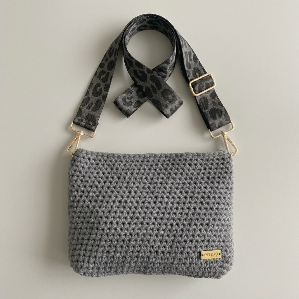 Large cord bag with woven strap