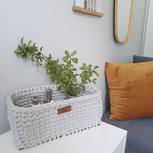 Deep Rectangle Basket with Wooden Base