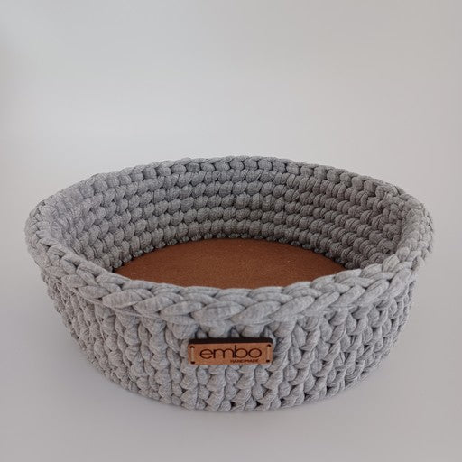 Crochet Fruit Bowl with Wooden Base