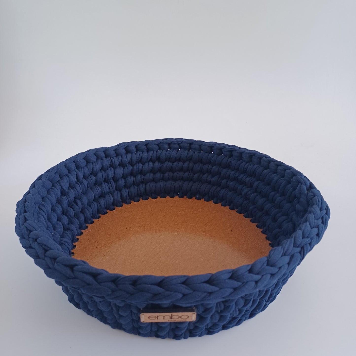 Crochet Fruit Bowl with Wooden Base