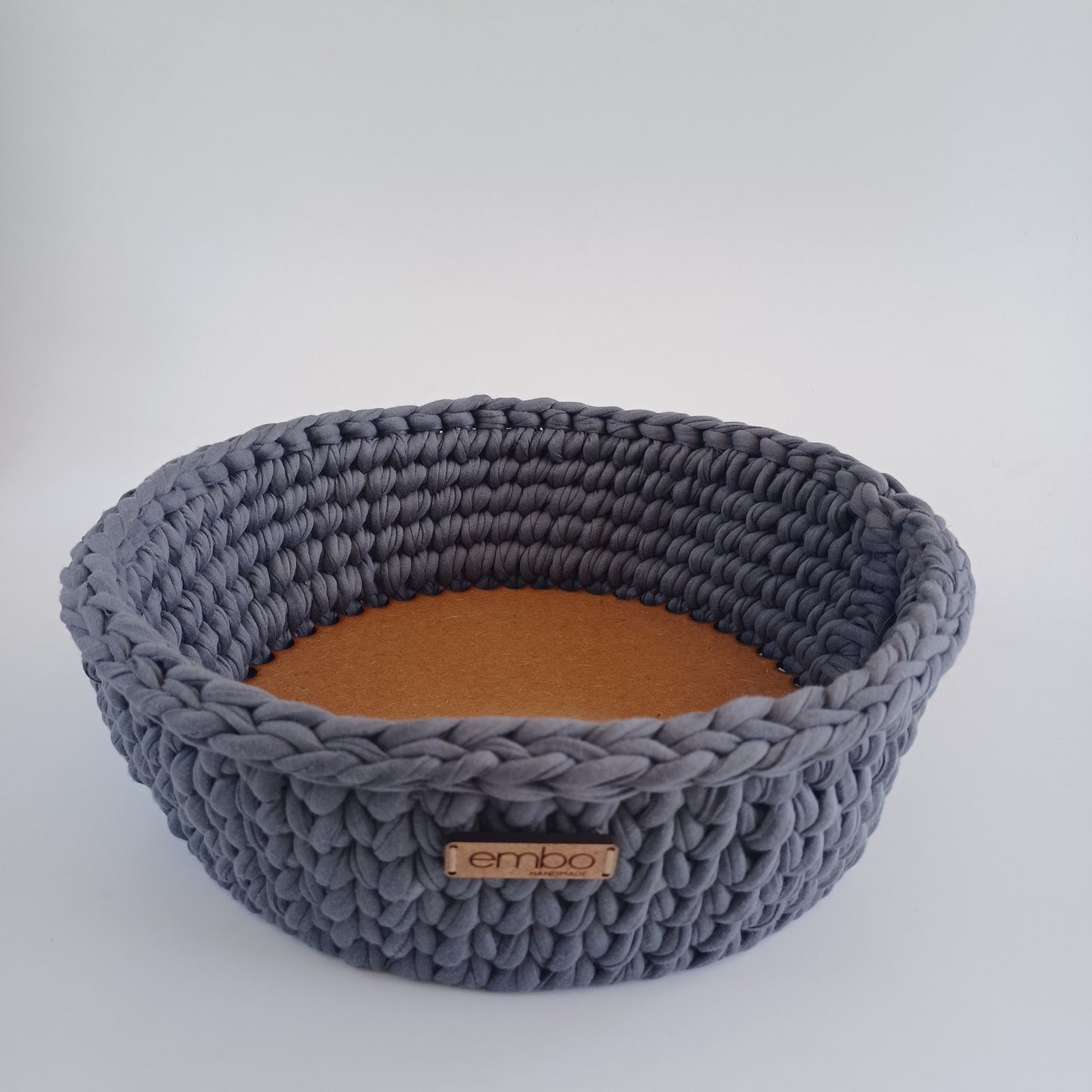 Crochet Fruit Bowl with Wooden Base