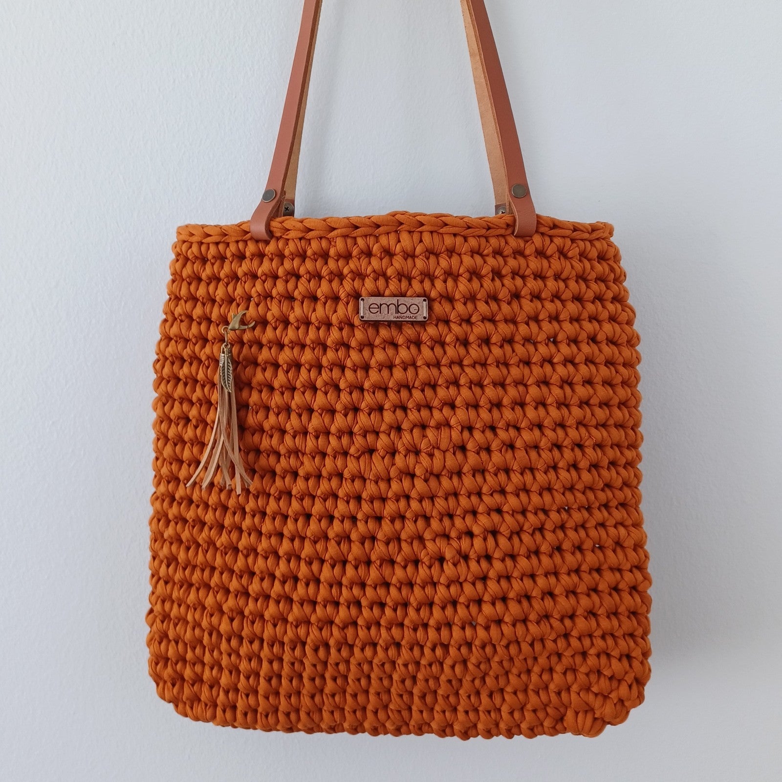 Shopper with Leather Handles Embo Handmade