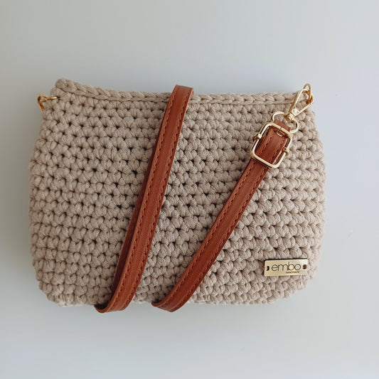 Medium Crochet Bag with Faux Leather Strap