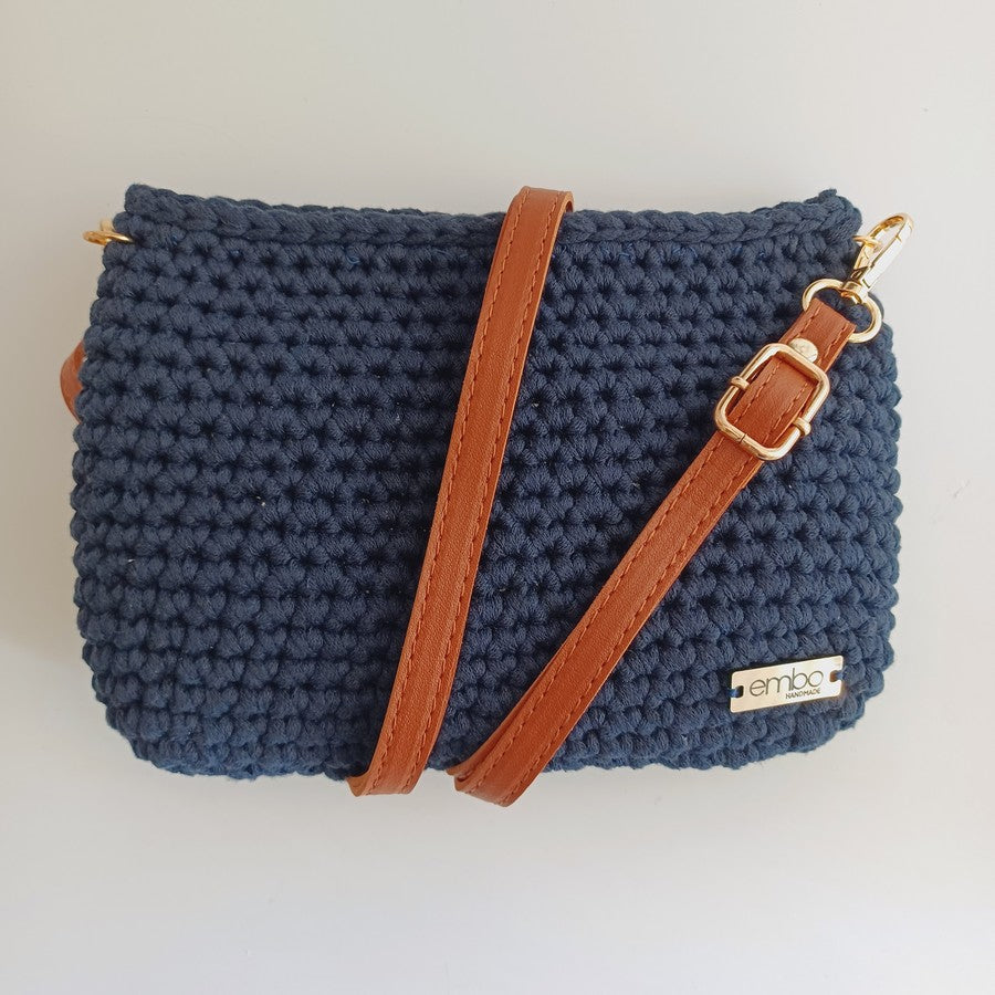 Crochet Bag with Faux Leather Strap