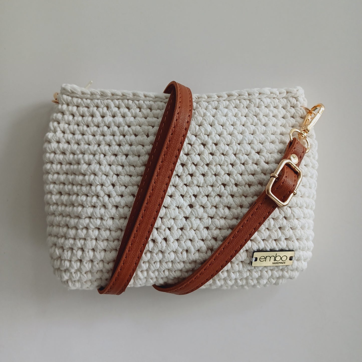 Medium Crochet Bag with Faux Leather Strap